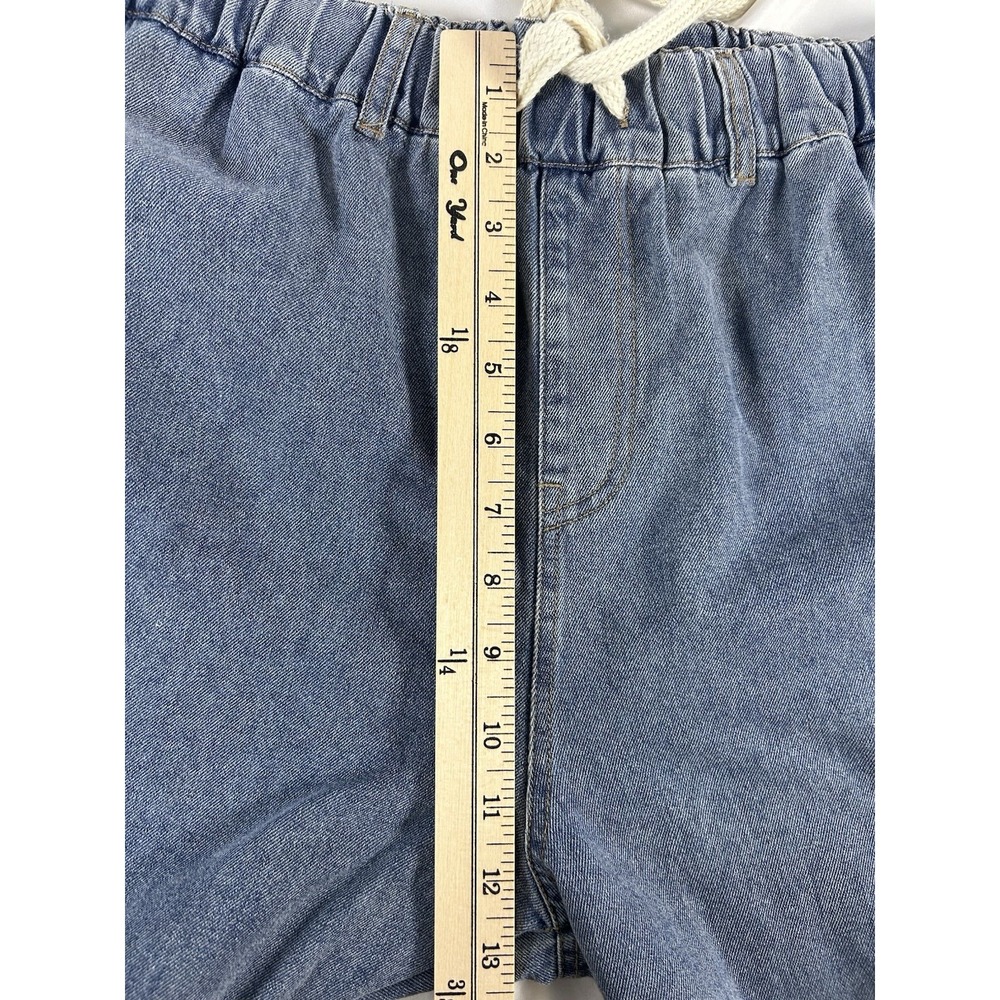 Miou Muse Women Wide Leg Drawstring Jeans Sz L Blue Denim Pull-on Boho Baggy - Picture 7 of 9